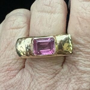Dian Malouf Pink Tourmaline or topaz  ring. Silver and 14k.